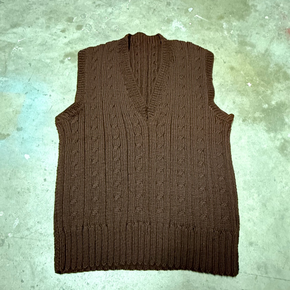 Vintage Chocolate Brown Knit Sweater Vest XS